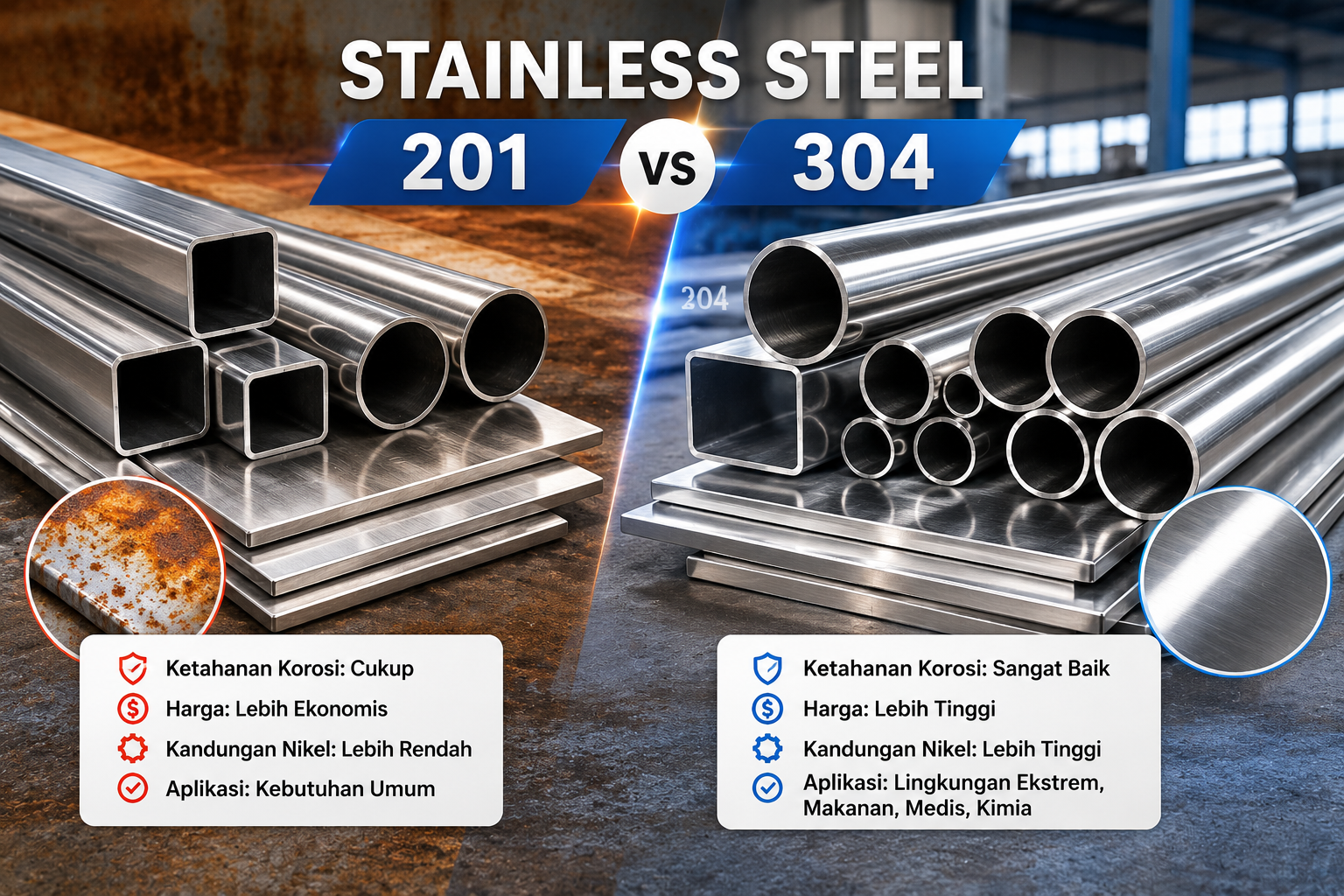 Perbedaan Stainless 201 vs 304