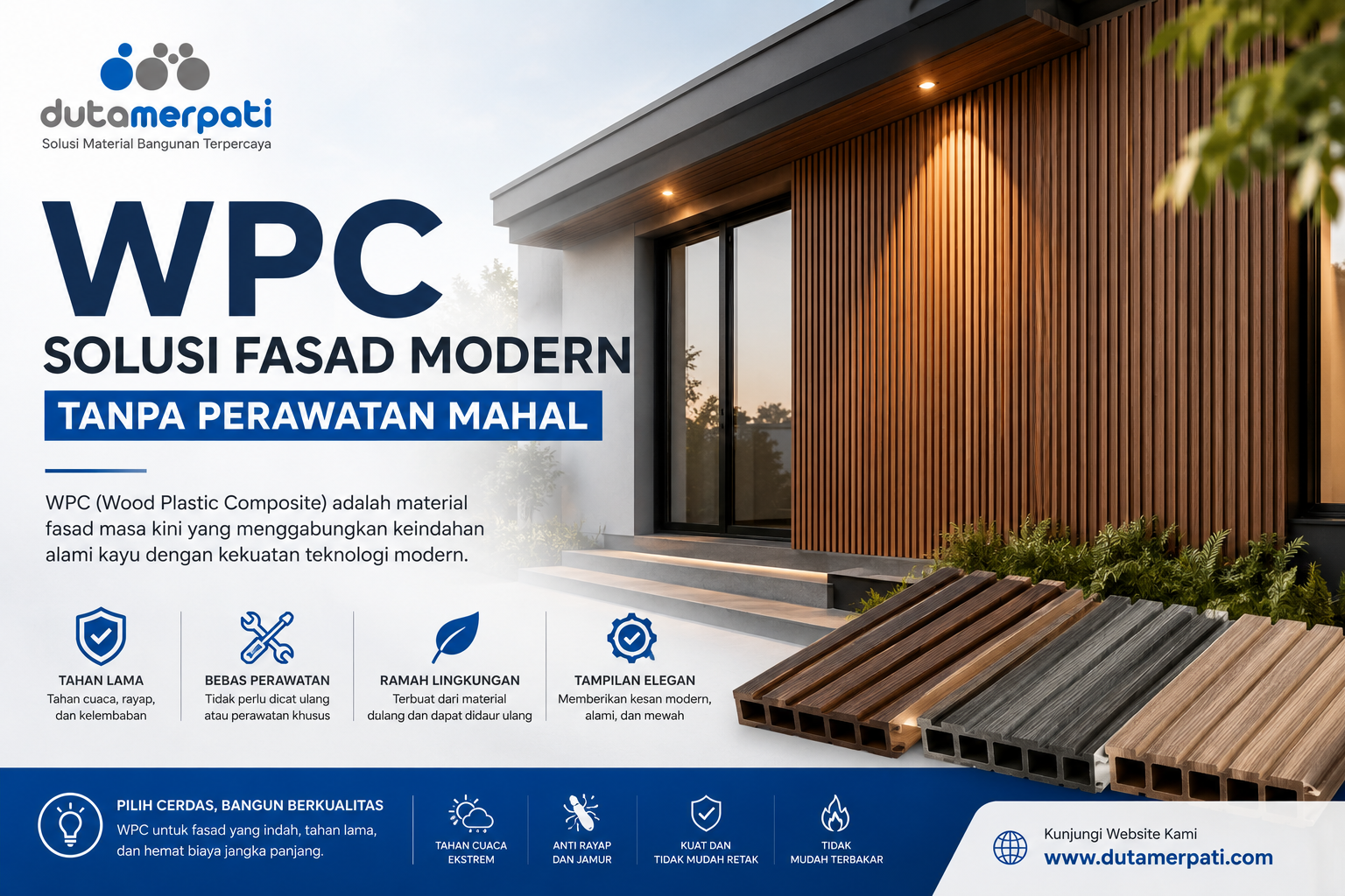 WPC Solusi Fasad Tampil Modern Tanpa Perawatan Mahal