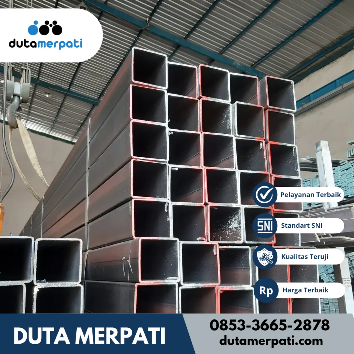 Besi Hollow Hitam 150 x 150 x 5,5mm x 6M